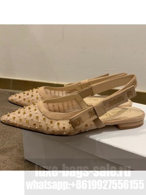 Dior J'Adior Slingback Ballerinas Flats in Crystal Mesh Embroidery Nude/Yellow Spring/Summer 2021 Collection