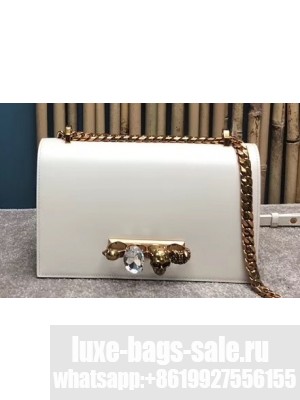 Alexander Mcqueen Jewelled Satchel Bag Smooth Calf Leather White