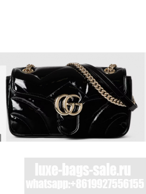 Gucci GG MARMONT SMALL patent leather  SHOULDER BAG 443497 black