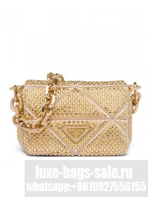 Prada Satin Mini-bag With Crystals 1BD329 Golden