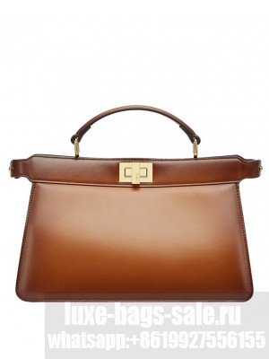 Fendi Peekaboo ISeeU East-west Leather Bag 8BN323 Coffee