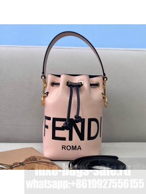 Fendi Mon Tresor Mini Bucket Bag in Pink Logo Leather  2021 Collection