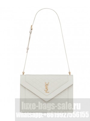 Saint Laurent Gaby Satchel In Quilted Lambskin White