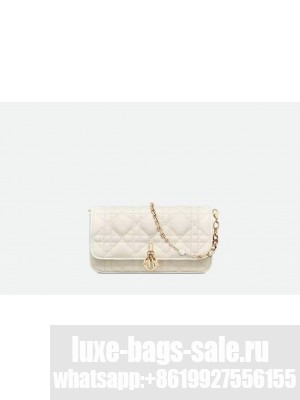 LADY DIOR PHONE POUCH Aesthetic Cannage Lambskin S0977ONM white