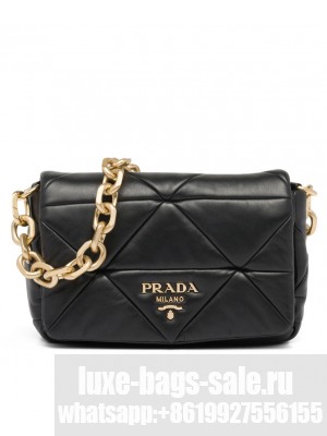 Prada System Nappa Patchwork Shoulder Bag 1BD328 Black