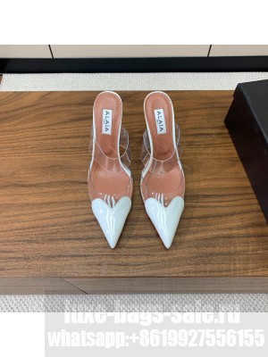 Alaïa LE CŒUR MULES IN PATENT CALFSKIN WHITE