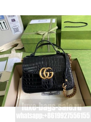 Gucci GG Marmont crocodile mini top handle bag 547260 black
