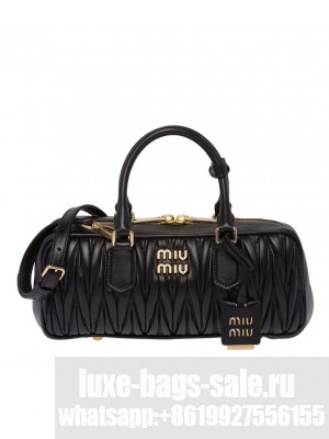 Miumiu Matelasse Nappa Leather Top-handle Bag 5BB148 Black