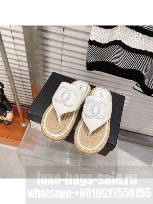 Chanel Espadrilles Tweed Sandals G38947 White 2022 Collection