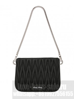 Miumiu Matelasse Nappa Leather Handbag 5BA200 Black