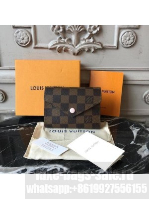 Louis Vuitton Victorine Wallet Damier Ebene Canvas Spring/Summer 2018 Collection N61700,  Rose Ballerine