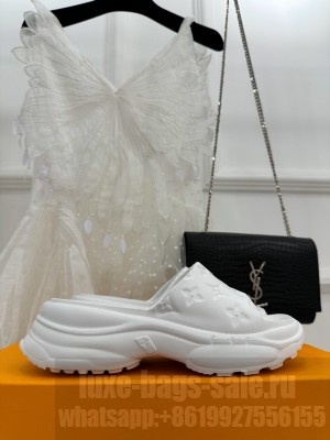 Louis Vuitton Pool 55 Flat Comfort Mules White