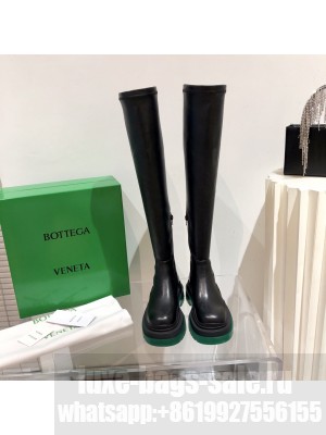 Bottega Veneta Calfskin elastic Long Boots Black/Green 2021 Collection