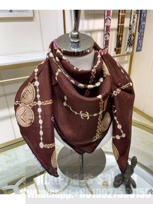 Chanel Women's Square Scarf Brown