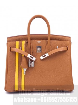 Hermes Birkin 25 Officier Togo Handbag Coffee