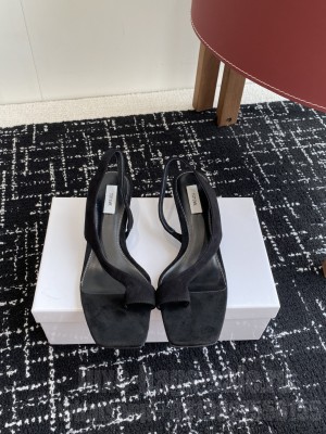 TOTEME suede heeled thong sandals black