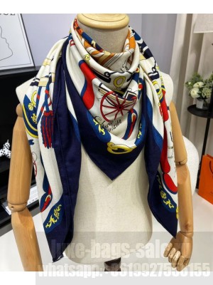 Hermes Women's Bouclerie Moderne Plumetis Scarf Blue