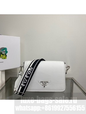 Prada Leather bag with shoulder strap 1BD314 white