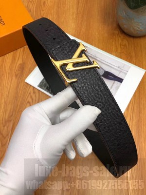 Louis Vuitton Grained Calfskin Reversible Belt 40mm Black/Gold 02 2019 Collection