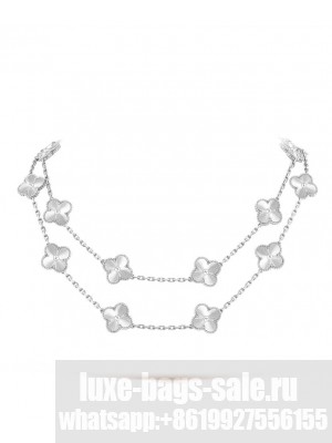 Van Cleef & Arpels Women's Vintage Alhambra Long Necklace, 20 Motifs Silver