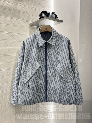 Christian Dior Dioriviera Jacket Blue and White Dior Oblique Jacquard Technical Taffeta