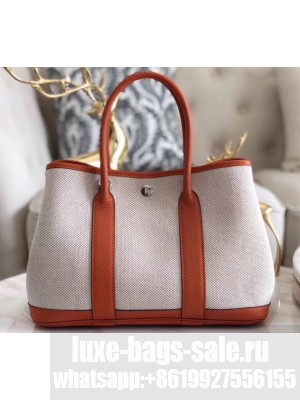 Hermes Canvas Garden Party 30/36 Bag Orange/Creamy