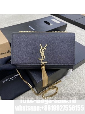 YSL KATE MEDIUM WITH TASSEL IN GRAIN DE POUDRE EMBOSSED LEATHER 354119B black