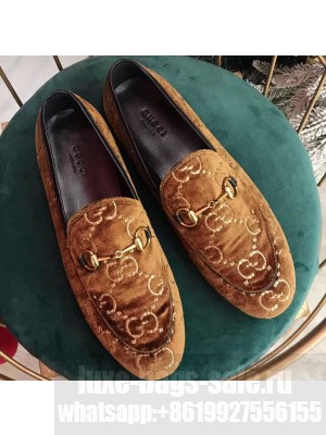 Gucci Women's Horsebit Loafer GG Velvet Coffee