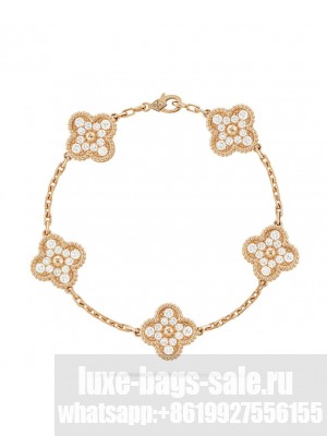 Van Cleef & Arpels Women's Vintage Alhambra Bracelet, 5 Motifs Red