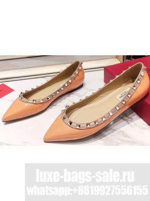 Valentino Rockstud Ballet Flats Ballerinas in Patent Leather Orange