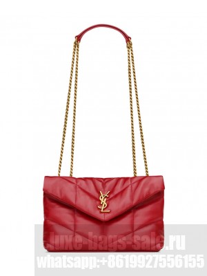Saint Laurent Toy Puffer In Lambskin Red