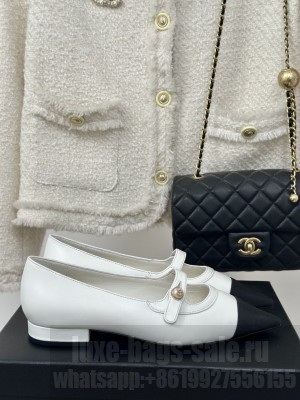 Chanel Lambskin Pointed toe Mary Janes 2024 White