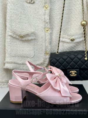 Chanel Satin 6cm Bow Sandals G45812 Pink 2024