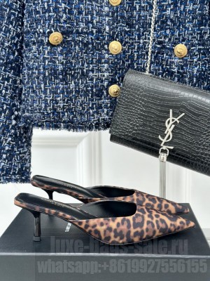 Saint Laurent 5.5cm In Satin Mule Leopard 2024