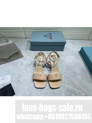 Prada 6.5cm Quilted Lambskin Sandals 2022 Collection,Beige