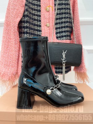 Miu Miu 75mm Stretch technical naplak booties black