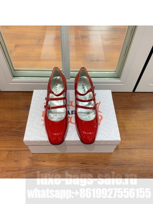 CAREL KINA 4cm Heel Red patent leather Triple Strap Mary Janes