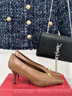 Valentino Vlogo Calfskin 75mm Pump Brown