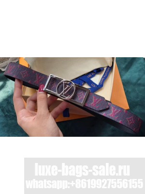 Louis Vuitton Width 3cm Square Circle LV Belt Red/Silver