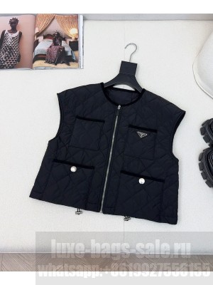 Prada Women's Quilted Light Re-Nylon Vest Black