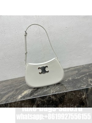 Celine MEDIUM TILLY BAG IN SHINY CALFSKIN 115703 white&Silver