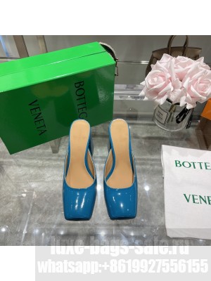 Bottega Veneta 11cm Patent Leather High Heel Mules 2022 Collection Blue