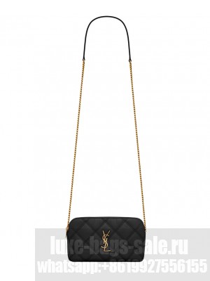Saint Laurent Double Zip Pouch In Quilted Lambskin 6089411 Black