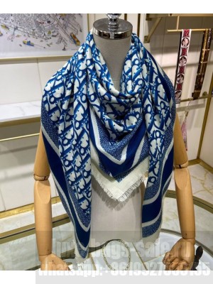 Christian Dior Women s Oblique Motif Square Scarf Blue