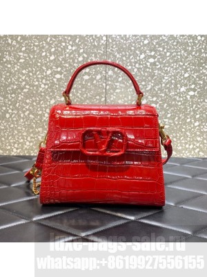 VALENTINO VSLING small Crocodile pattern Shoulder bag WB0F53 red