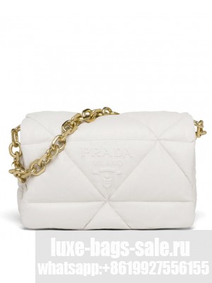 Prada Padded Nappa Leather Shoulder Bag 1BD306 Cream
