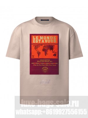 Louis Vuitton Women's Embellished Graphic Cotton T-Shirt Henna
