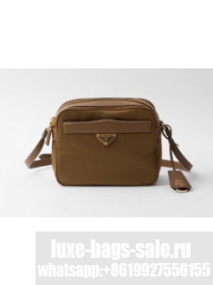 Prada Re-Nylon and brushed leather shoulder bag 1BH218 Apricot