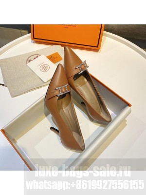 Hermes Blush 40 Brown goatskin with "Hapi" buckle. 2021 Collection