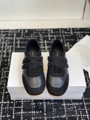 The Row German Training Shoes in Suede & Leather Black